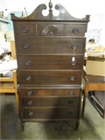 MAHOGANY CHEST ON CHEST - 35x68" TALL