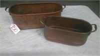 2 COPPER OVAL CONTAINERS