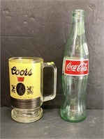 Coors And Coca Cola Glass Bottles/cups