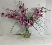 Vase W/ Faux Purple Flowers