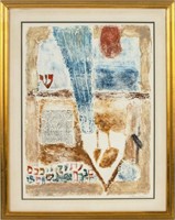 Illegibly Signed Judaica Etching In Colors