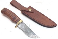 ALONZO DAMASCUS STEEL BLADE BOWIE KNIFE, 4’’ BLADE