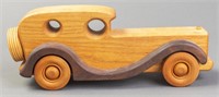 Handcrafted Solid Wood Vintage Toy Car