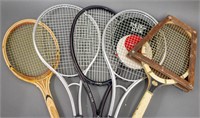 Wooden & Metal Tennis Racquets, 5 PCS.