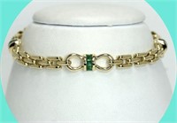 18 Kt Emerald Link Bracelet .60 Cts Princess Cut