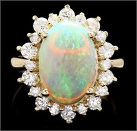 Certified 4.30 Cts Natural Opal Diamond Ring