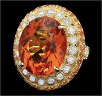Certified 15.90 Cts Natural Citrine Diamond Ring