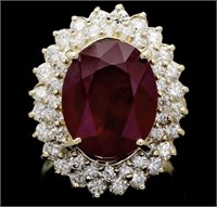 Certified 12.10 Cts Natural Ruby Diamond Ring