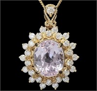 Certified 6.30 Cts Natural Kunzite Diamond Pendant