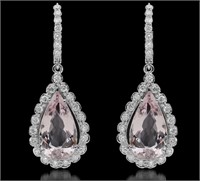 Certified 11.05 Cts  Morganite Diamond Earrings