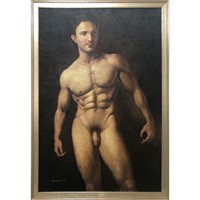 Academic Style Male Nude Oil On Canvas Painting