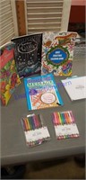 Adult coloring books and gel pens