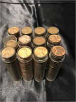 12- plastic rolls of Lincoln head cents