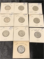 1930s 40s and 50s Canadian five cents