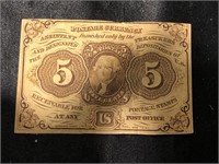 Five cent fractional postage currency