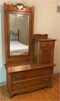 Oak Wig Box Dresser & Mirror