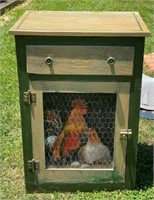 3' Folk Art Painted Rooster Cupboard