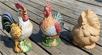 3 - Ceramic Roosters