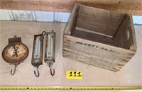 Antique scales and crate