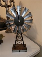 Metal Windmill quartz clock. 16" tall