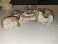 Faux driftwood 3 votive candle holder