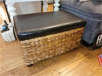 Wicker Storage Box with Padded Lid. 23" x 15" x