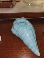Ceramic seashell votive holder. 9" long