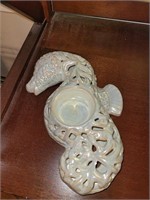 Ceramic seahorse votive holder. 8" long