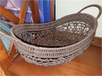 Decorative wicker and wire basket. 17" long 6" d