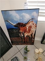 Stretched canvas print. Texas steer. 20" x 30"
