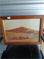 26 X 20 FRAMED HEREFORD CATTLE PICTURE