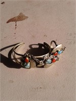 TURQUOISE & CORAL SILVER SLAVE BRACELET