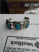 TURQUOISE & SILVER BRACELET NOT MARKED