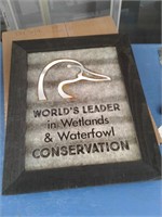 19 X 16 DUCKS UNLIMITED SIGN IN WOOD FRAME