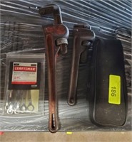 GROUP LOT- WRENCHES, PIPE, LEAK DETECTOR