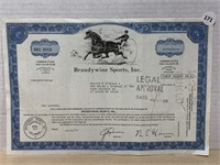 Stock Certificate - Brandywine Sports Inc. 1979