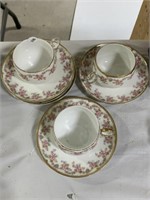 Limoges Bridal Wreath - 3 Teacups, 5 Saucers