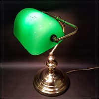 Modern Green Glass Desk Lamp 14" Tall 8" Base