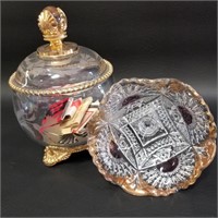 Dresser Jar With Match Books & Candy Dish