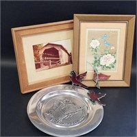 Pewter Cedarburg Bridge Plate, Photo & Stained