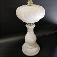 Vintage Victorian Grape Vine Milk Glass Lamps 33"