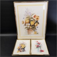 Set of 3 Paul Whitney Hunter Floral Prints