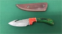 Custom Damascus Skinning Knife & Sheath