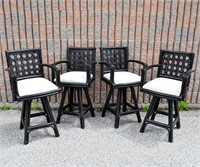 (4) RATTAN SWIVEL HIGH CHAIRS SET