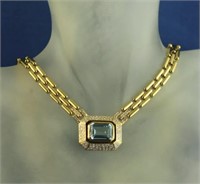 18 Kt Blue Topaz Diamond Necklace