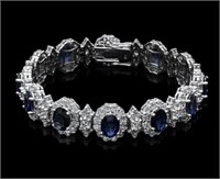Certified 25.64 Cts Sapphire Diamond Bracelet
