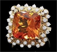 Certified 11.00 Cts Natural Citrine Diamond Ring