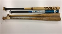 4 Baseball Bats (3 Wooden, 1 Metal)