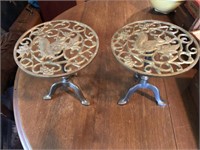 Vintage Pair of Brass Kettle Stands