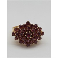 18k Gold And Ruby Cluster Ring.